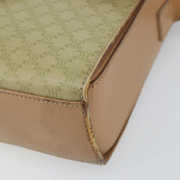 CELINE Macadam Canvas Circle Shoulder Bag PVC Beige Gold Auth 168293