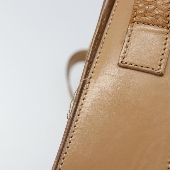 CELINE Macadam Canvas Circle Shoulder Bag PVC Beige Gold Auth 168293