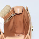 CELINE Macadam Canvas Circle Shoulder Bag PVC Beige Gold Auth 168293-19