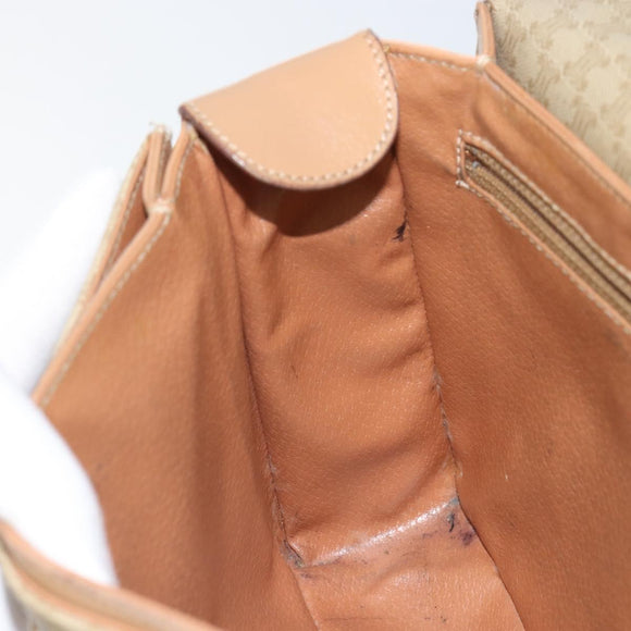 CELINE Macadam Canvas Circle Shoulder Bag PVC Beige Gold Auth 168293