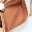 CELINE Macadam Canvas Circle Shoulder Bag PVC Beige Gold Auth 168293-22