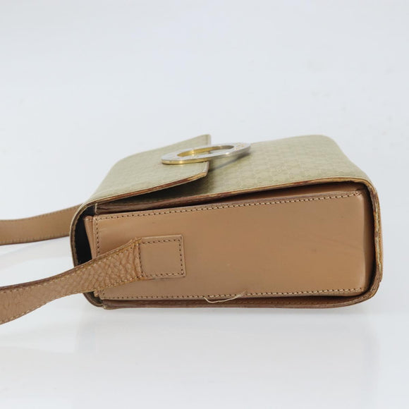 CELINE Macadam Canvas Circle Shoulder Bag PVC Beige Gold Auth 168293