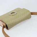 CELINE Macadam Canvas Circle Shoulder Bag PVC Beige Gold Auth 168293-6