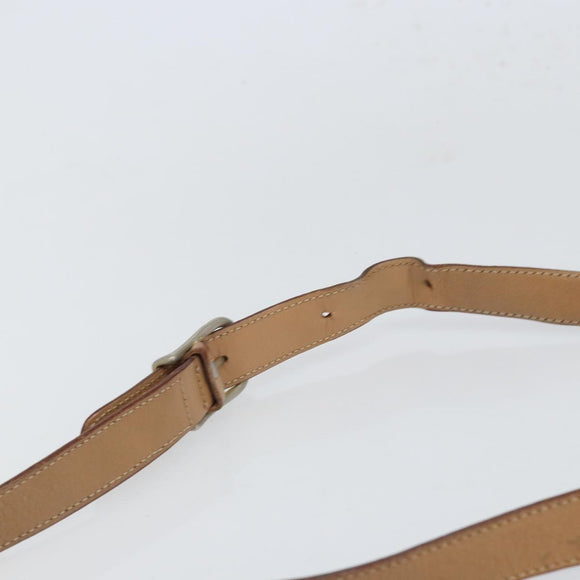 CELINE Macadam Canvas Circle Shoulder Bag PVC Beige Gold Auth 168293