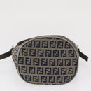 FENDI Zucchino Canvas Mamma Baguette Shoulder Bag Navy Silver Auth 168294-6