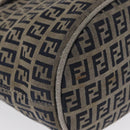 FENDI Zucchino Canvas Mamma Baguette Shoulder Bag Navy Silver Auth 168294-9