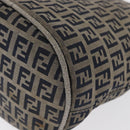 FENDI Zucchino Canvas Mamma Baguette Shoulder Bag Navy Silver Auth 168294-17