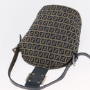 FENDI Zucchino Canvas Mamma Baguette Shoulder Bag Navy Silver Auth 168294-20