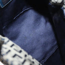 FENDI Zucchino Canvas Mamma Baguette Shoulder Bag Navy Silver Auth 168294-11