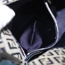 FENDI Zucchino Canvas Mamma Baguette Shoulder Bag Navy Silver Auth 168294-25