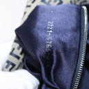 FENDI Zucchino Canvas Mamma Baguette Shoulder Bag Navy Silver Auth 168294-12