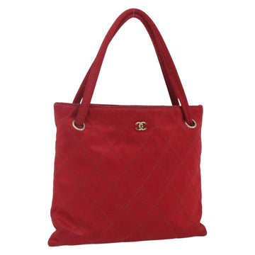 CHANEL Bicolore Hand Bag Nylon Red Gold CC Auth 168295