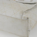 CHANEL Matelasse Chain Shoulder Bag Caviar Skin White Gold CC Auth 168296-9
