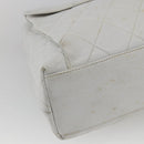 CHANEL Matelasse Chain Shoulder Bag Caviar Skin White Gold CC Auth 168296-14