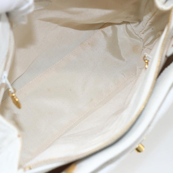 CHANEL Matelasse Chain Shoulder Bag Caviar Skin White Gold CC Auth 168296