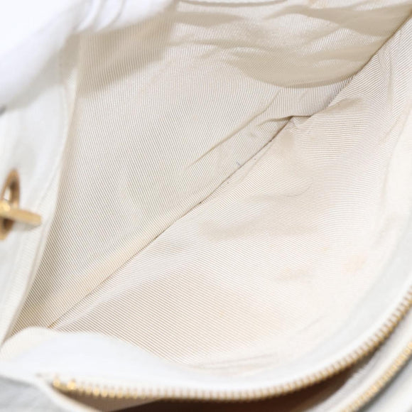 CHANEL Matelasse Chain Shoulder Bag Caviar Skin White Gold CC Auth 168296