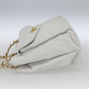 CHANEL Matelasse Chain Shoulder Bag Caviar Skin White Gold CC Auth 168296-3