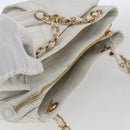 CHANEL Matelasse Chain Shoulder Bag Caviar Skin White Gold CC Auth 168296-6