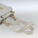 CHANEL Matelasse Chain Shoulder Bag Caviar Skin White Gold CC Auth 168296-7