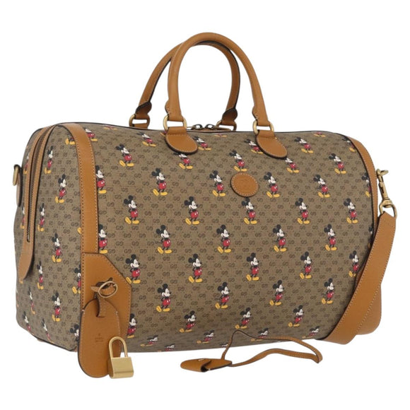 GUCCI Micro GG Supreme Disney Boston Bag PVC 2way Beige 547953 Auth 168297SM