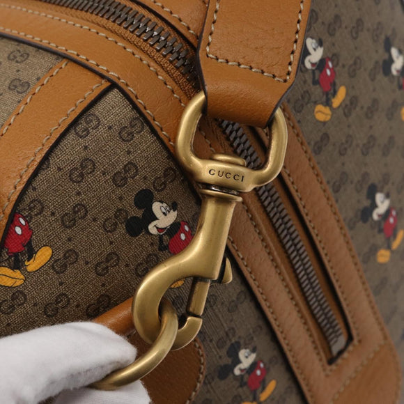 GUCCI Micro GG Supreme Disney Boston Bag PVC 2way Beige 547953 Auth 168297SM