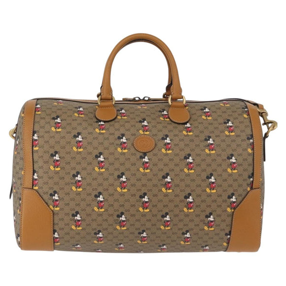 GUCCI Micro GG Supreme Disney Boston Bag PVC 2way Beige 547953 Auth 168297SM