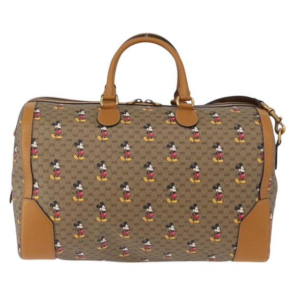 GUCCI Micro GG Supreme Disney Boston Bag PVC 2way Beige 547953 Auth 168297SM