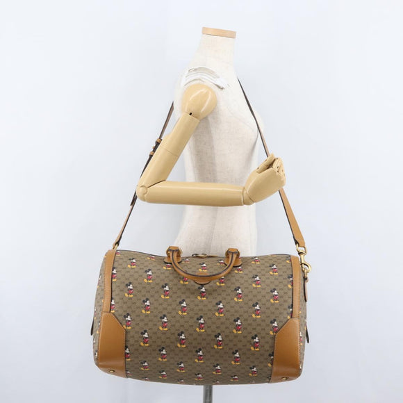 GUCCI Micro GG Supreme Disney Boston Bag PVC 2way Beige 547953 Auth 168297SM