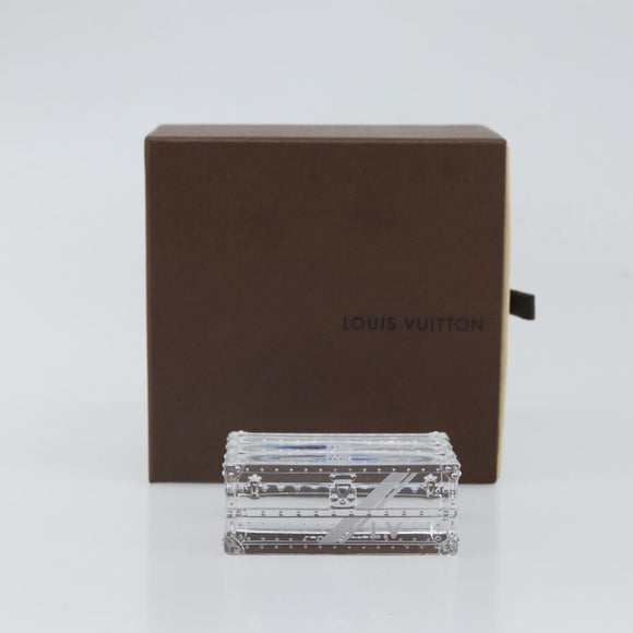 LOUIS VUITTON Crystal Trunk Paper Weight Glass Clear LV Auth 168299