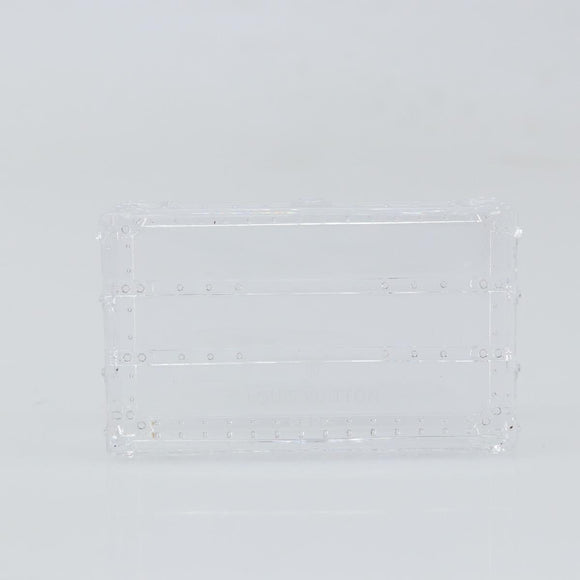 LOUIS VUITTON Crystal Trunk Paper Weight Glass Clear LV Auth 168299