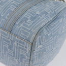 FENDI Zucca Canvas Boston Bag Light Blue Gold Auth 168309V-16