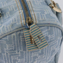 FENDI Zucca Canvas Boston Bag Light Blue Gold Auth 168309V-17