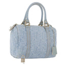 FENDI Zucca Canvas Boston Bag Light Blue Gold Auth 168309V-1