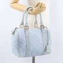 FENDI Zucca Canvas Boston Bag Light Blue Gold Auth 168309V-24