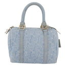 FENDI Zucca Canvas Boston Bag Light Blue Gold Auth 168309V-13