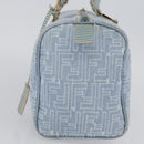 FENDI Zucca Canvas Boston Bag Light Blue Gold Auth 168309V-3