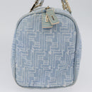 FENDI Zucca Canvas Boston Bag Light Blue Gold Auth 168309V-4