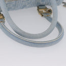 FENDI Zucca Canvas Boston Bag Light Blue Gold Auth 168309V-7