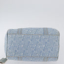 FENDI Zucca Canvas Boston Bag Light Blue Gold Auth 168309V-5