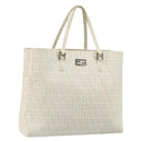 FENDI Zucchino Canvas Tote Bag White Silver Auth 168311A-1