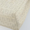 FENDI Zucchino Canvas Tote Bag White Silver Auth 168311A-9