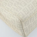 FENDI Zucchino Canvas Tote Bag White Silver Auth 168311A-14