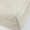 FENDI Zucchino Canvas Tote Bag White Silver Auth 168311A-15
