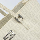 FENDI Zucchino Canvas Tote Bag White Silver Auth 168311A-17