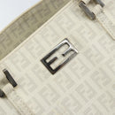 FENDI Zucchino Canvas Tote Bag White Silver Auth 168311A-18
