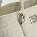 FENDI Zucchino Canvas Tote Bag White Silver Auth 168311A-10