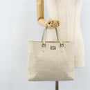 FENDI Zucchino Canvas Tote Bag White Silver Auth 168311A-25