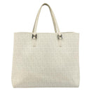 FENDI Zucchino Canvas Tote Bag White Silver Auth 168311A-2