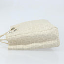 FENDI Zucchino Canvas Tote Bag White Silver Auth 168311A-4