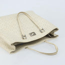 FENDI Zucchino Canvas Tote Bag White Silver Auth 168311A-6